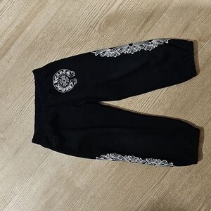 Chrome Hearts Black and White Joggers with Ornate Patterns